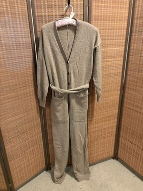 Alex Mill Cashmere Button-Front Jumpsuit with Tie Belt